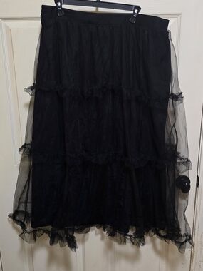 torrid Black Layered Ruffle Tulle Maxi Skirt